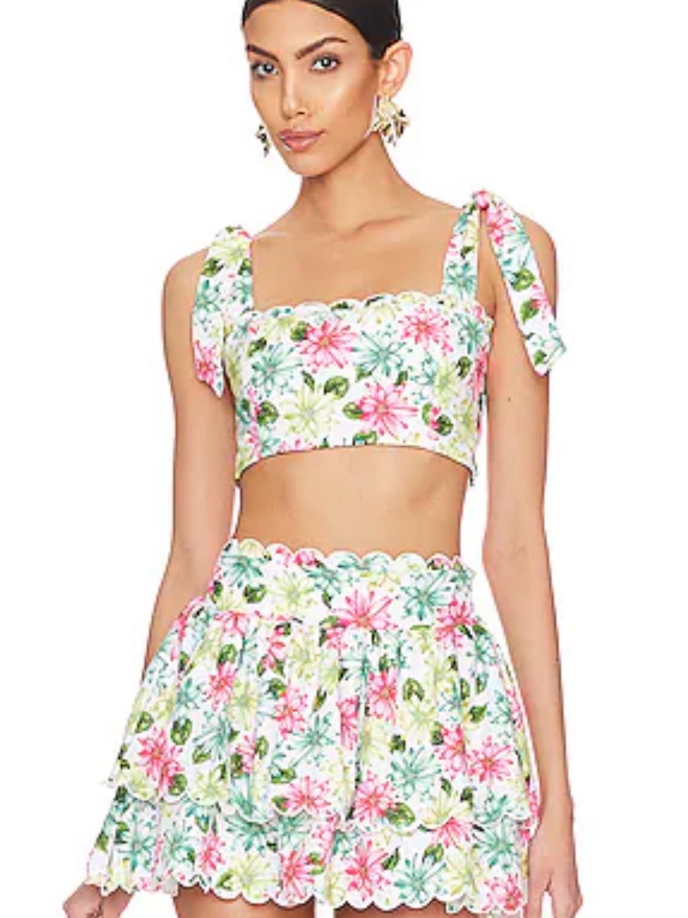 Agua Bendita floral set- XXS, worn once, perfect condition